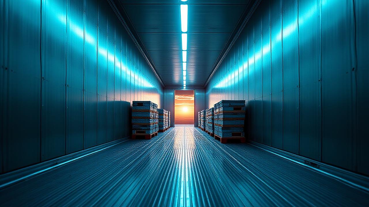 Modern temperature controlled reefer trailer interior with clean cargo flooring