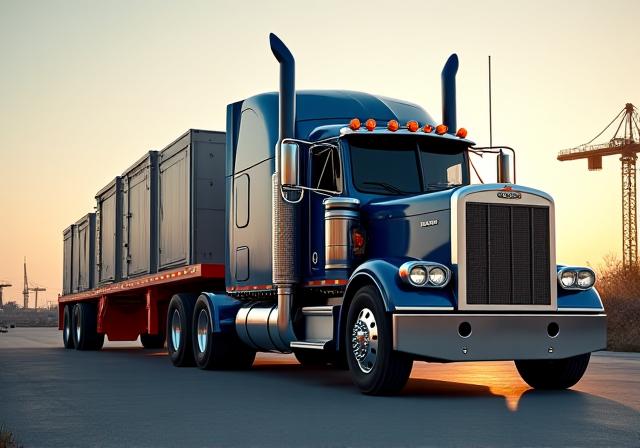 Oversized load on an RGN trailer being transported by Select Trucking