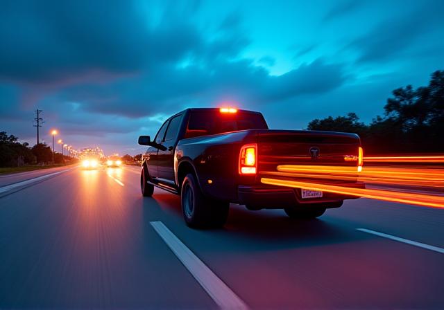 Expedited hot shot delivery truck in motion on a Florida highway